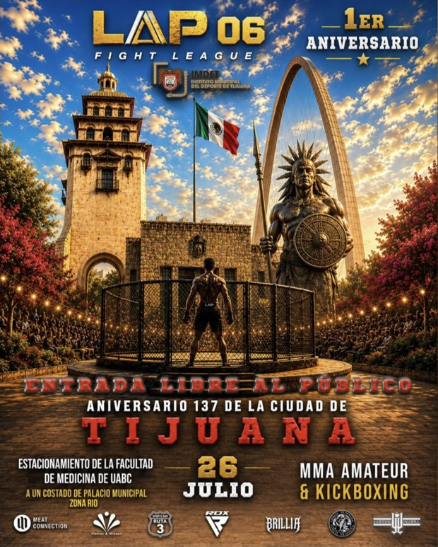 Fight poster for LAP Fight League 06, Tijuana, July 26, 2026